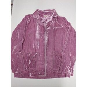 Mystree Womens Pink Crushed Velvet Open Front Blazer Jacket Pockets Size S